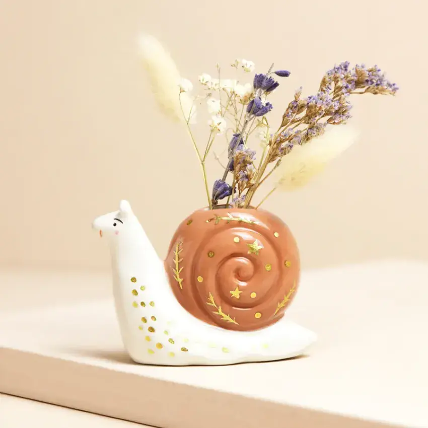 TINY SNAIL CERAMIC BUD VASE