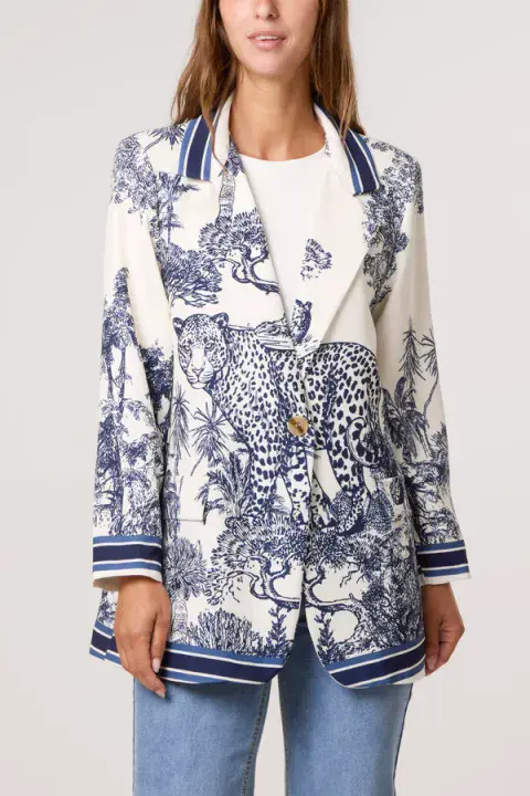 TOILE DU JOUY LONG BLAZER NAVY