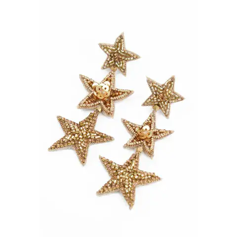 TRIPLE GOLD STAR EARRINGS