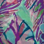 TROPICAL FLOWER & LEAVES PRINT SCARF