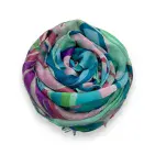 TROPICAL FLOWER & LEAVES PRINT SCARF