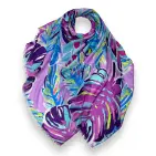 TROPICAL FLOWER & LEAVES PRINT SCARF