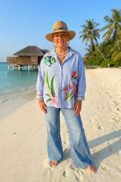 TROPICAL STRIPE  SHIRT