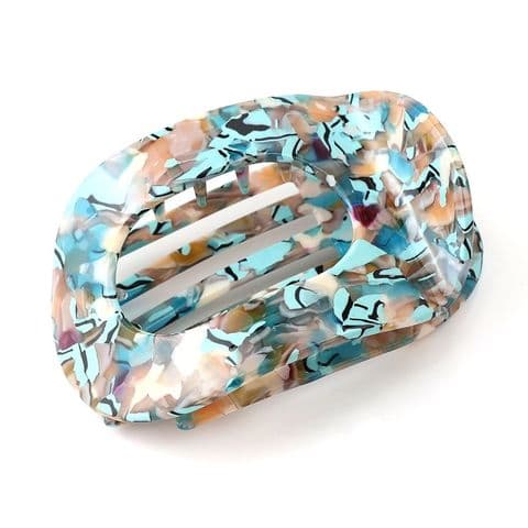TURQUOISE MIX MARBLE CURVE HAIR COMB CLIP