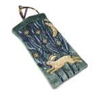 VELVET GLASSES CASE LEAPING HARE EMBROIDERY