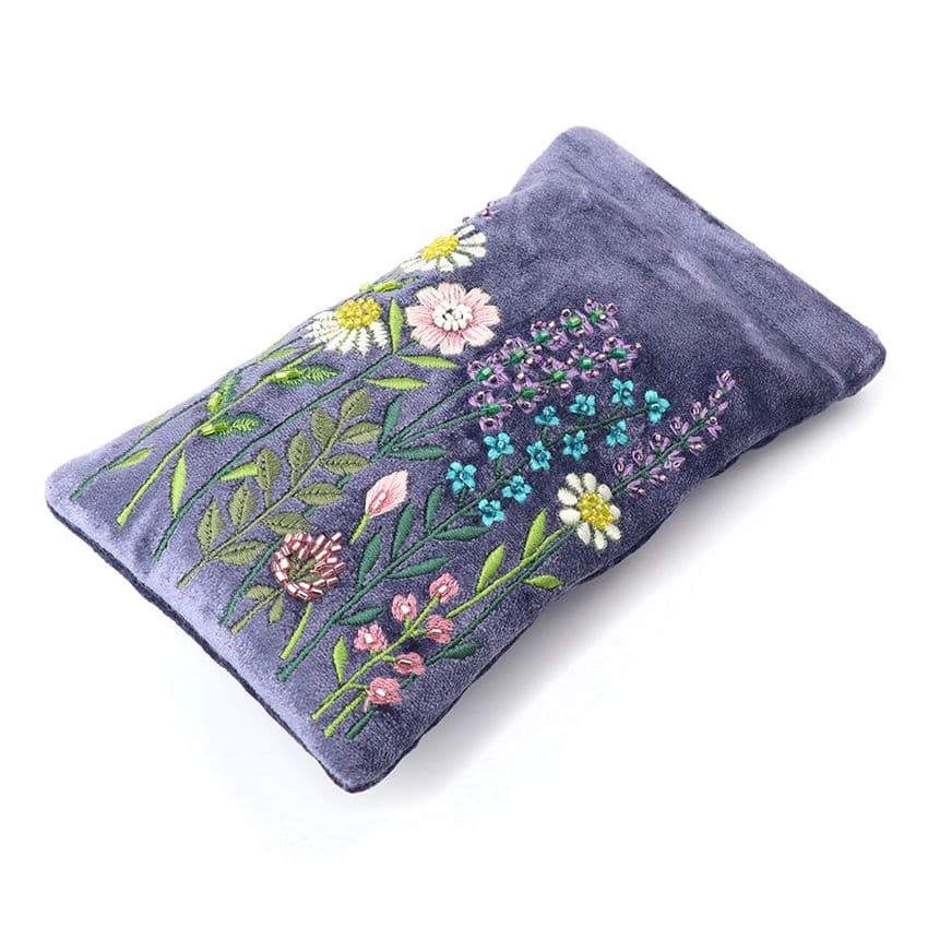 VIOLET BLUE VELVET MEADOW GLASSES CASE