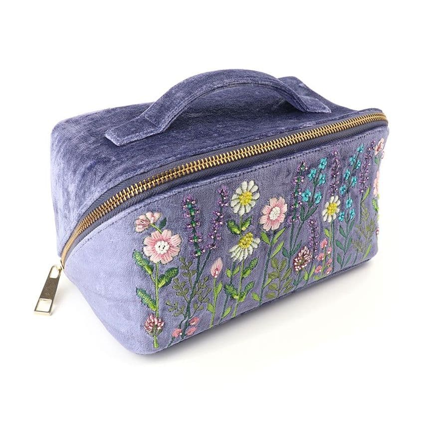 VIOLET BLUE VELVET MEADOW VANITY CASE