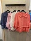 WASHED LINEN ANGLAISE SHIRT CORAL
