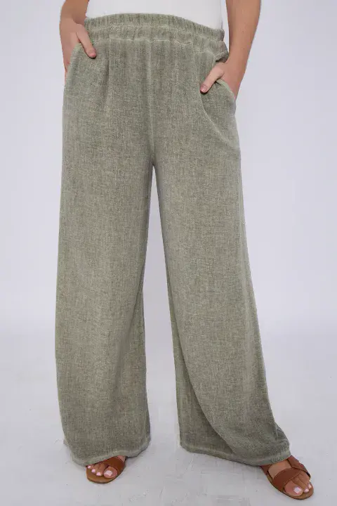 WASHED LINEN TWO POCKETS TROUSERS