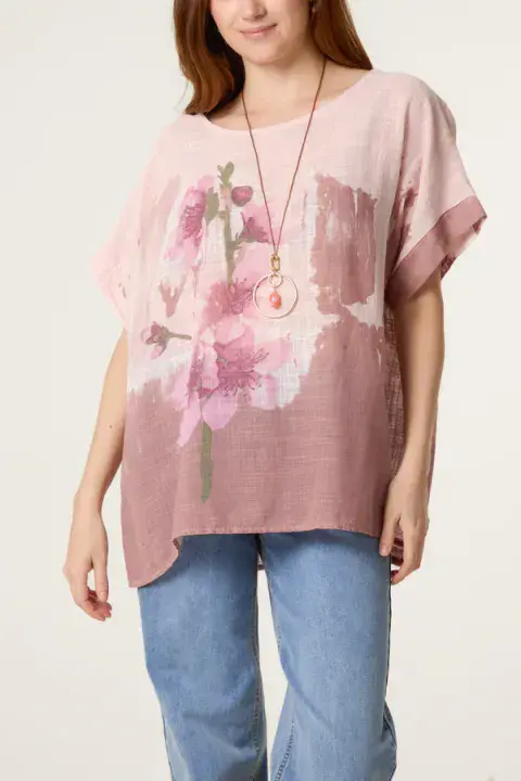 WATERCOLOUR FLOWER COTTON TOP
