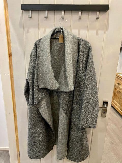 WATERFALL TEDDY SOFT WOOL BLEND LIGHTWEIGHT JACKET MOTTLED