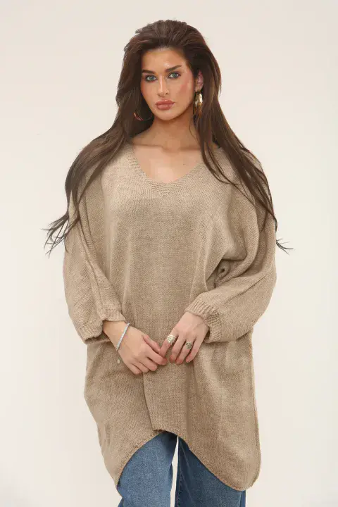 WATERFALL V NECK KNIT TOP