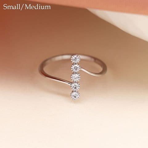 WHITE GOLD PLATED CRYSTAL COLUMN RING