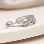 WHT GOLD PLATE DBL BAND HEARTS RING