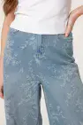 WIDE LEG FLORAL PATTERN JEANS