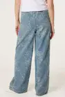 WIDE LEG FLORAL PATTERN JEANS