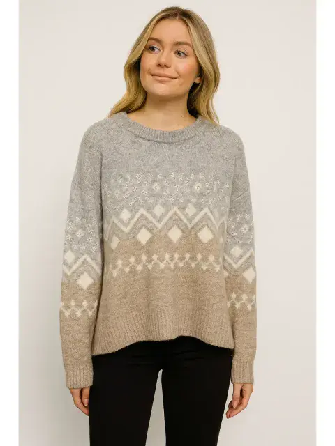 WINTER PATTERN & RHINESTONE KNIT