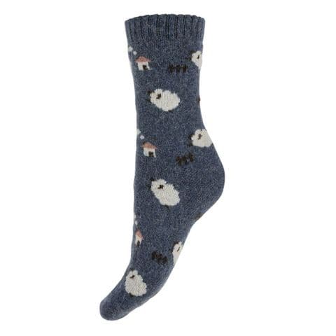 WOOL BLEND SOCKS WITH SHEEP