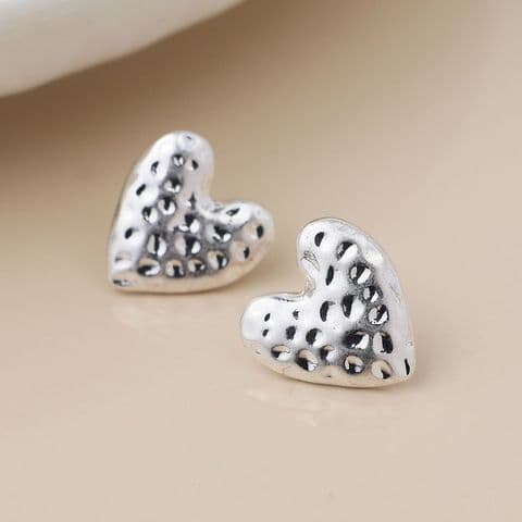 WORN HAMMERED HEART EARRINGS