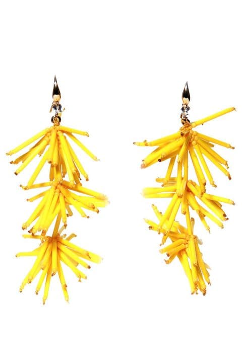 YELLOW TASSEL DROP EARRINGS
