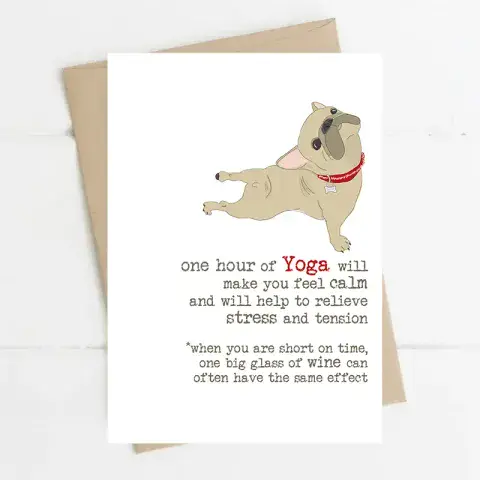 YOGA AND WINE GREETING CARD