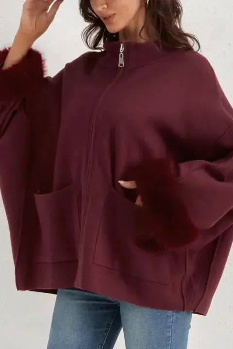 ZIP-UP JACKET  FUR CUFFS