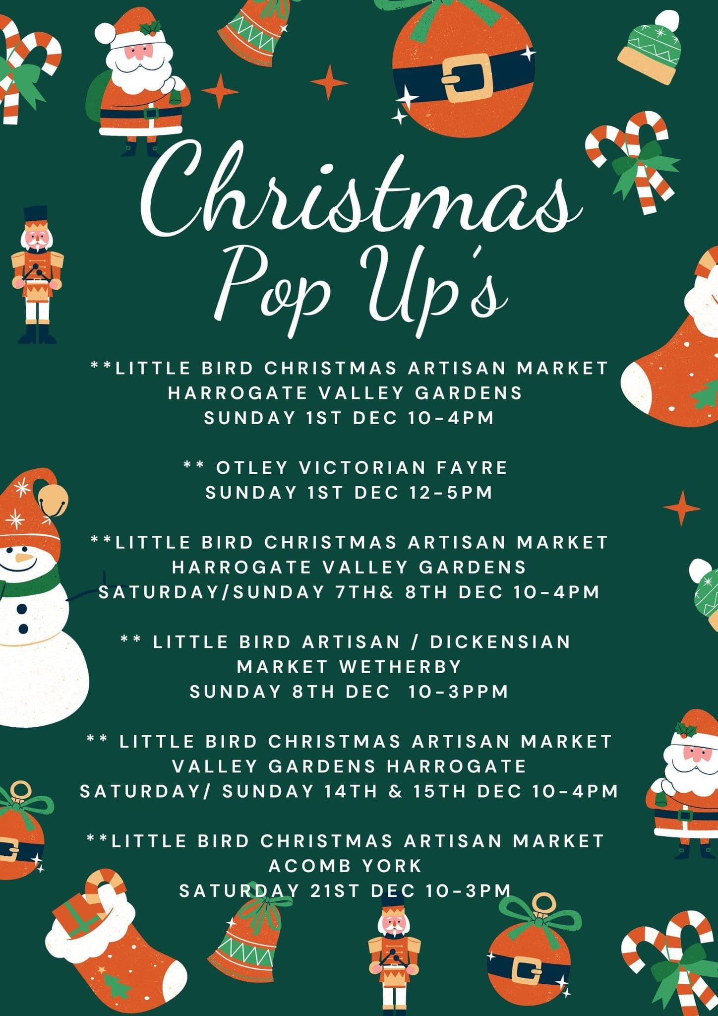 Pop ups in December 2024