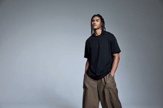 HYBRID OVERSIZED T SHIRT-UNISEX BLACK PRINT