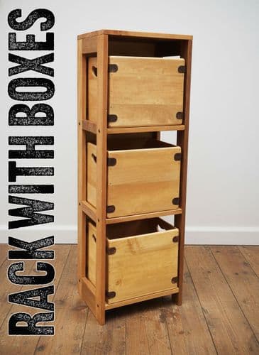 Album Crate Storage Rack With Classic Boxes 3 Bay