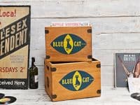 Blue Cat Record Box Vinyl Album Storage Crates