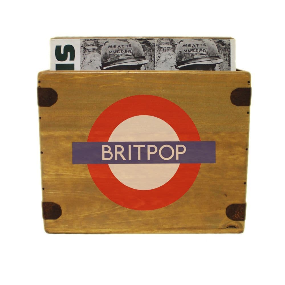Britpop Record Box 12" Album Vintage Wooden Crate