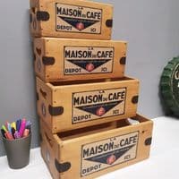 Cafe du Masion  Box Wooden Vintage French Advertising Crate