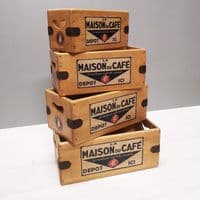 Cafe du Masion  Box Wooden Vintage French Advertising Crate