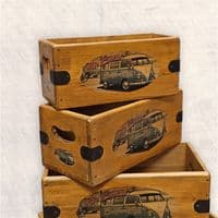 Camper Cafe Vintage Wooden Storage Crate - Air Cooled Van Box