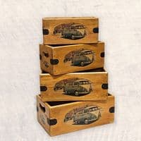 Camper Cafe Vintage Wooden Storage Crate - Air Cooled Van Box