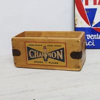 Champion Spark Plugs Box Vintage Wooden Spares Crate