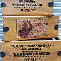 Devil Hot Tabasco  Box Wooden Crate Condiment Holder