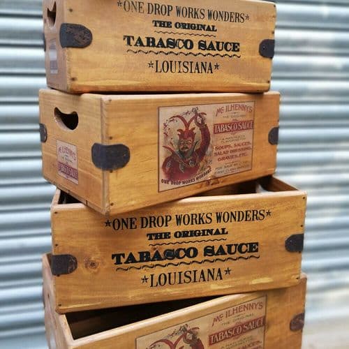 Devil Hot Tabasco Box Wooden Crate Condiment Holder