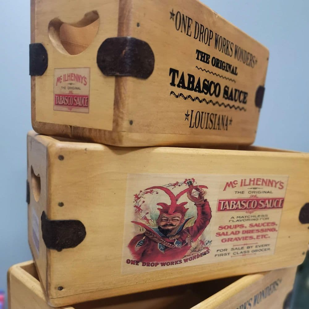 Devil Tabasco Box Wooden Vintage Hot Sauce Advertising Crate