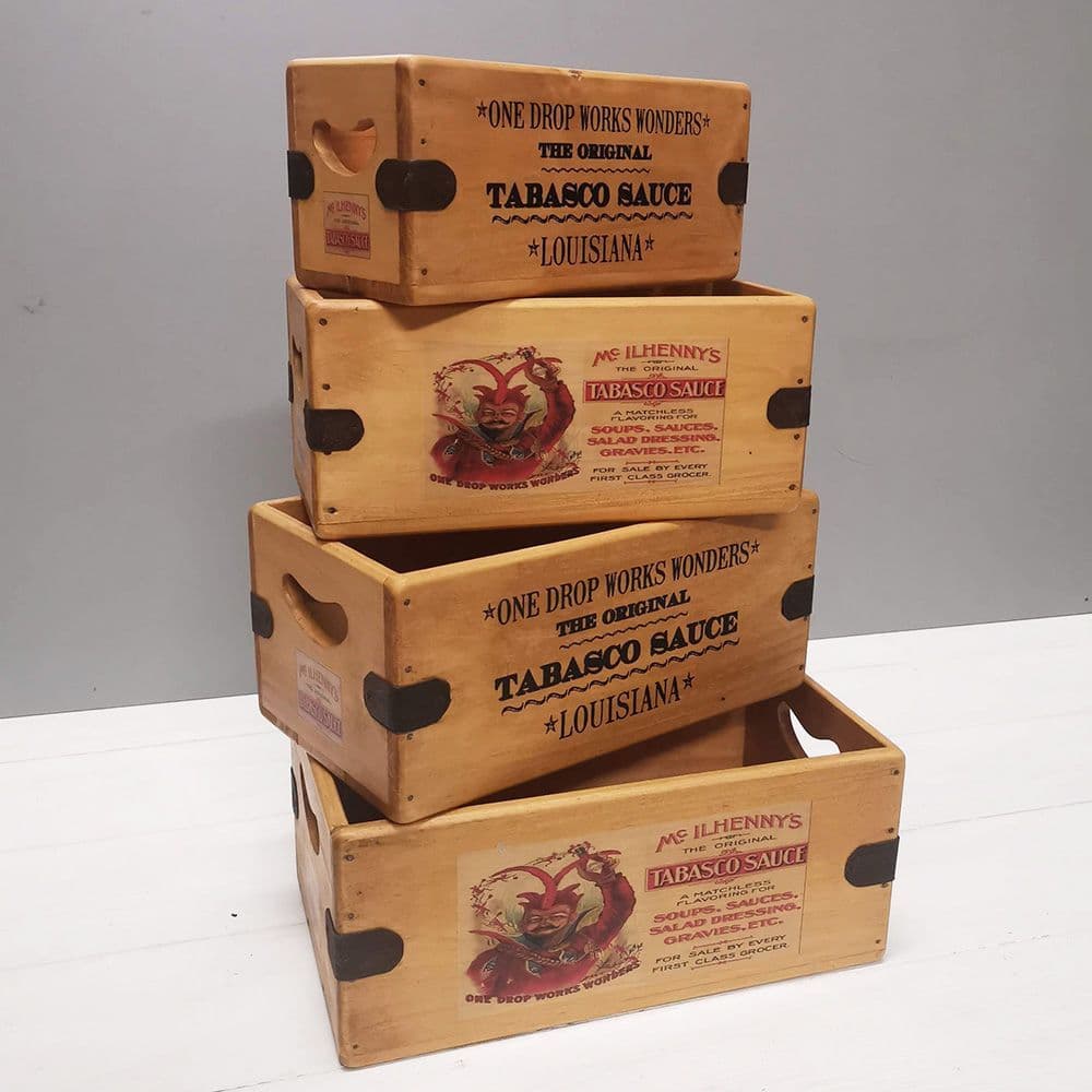 Devil Tabasco Box Wooden Vintage Hot Sauce Advertising Crate