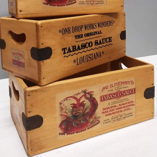 Devil Tabasco Box Wooden Vintage Hot Sauce Advertising Crate