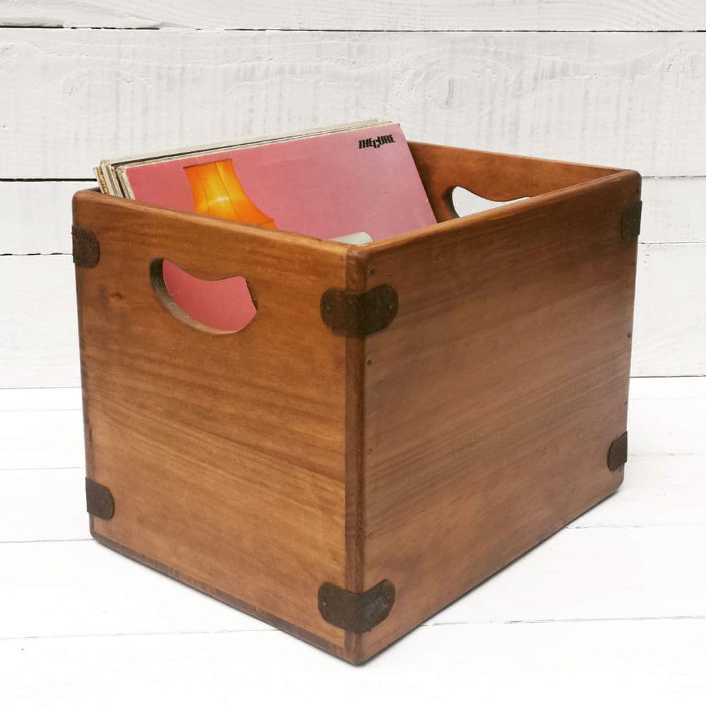 Handcrafted Album Box 355 Digger Dark Wood Record Crate - Pre-Order For Delivery Sept 2026