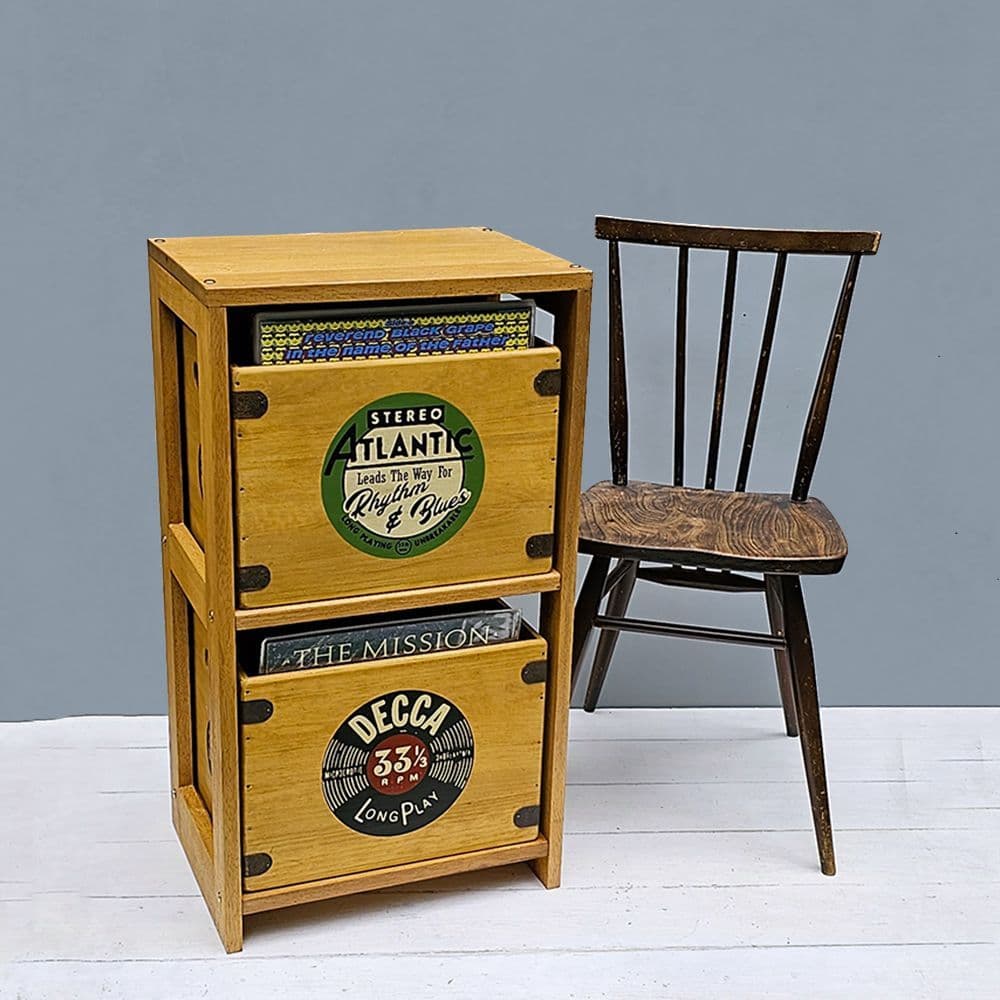 Handcrafted Wooden Vinyl Record Storage Racks LP 2 Bay