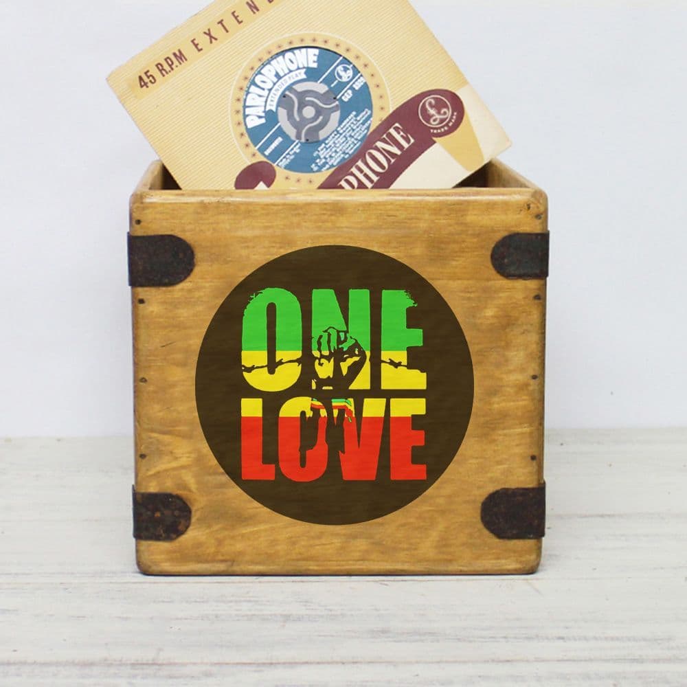 One Love  7" Record Box Vintage Vinyl Crate
