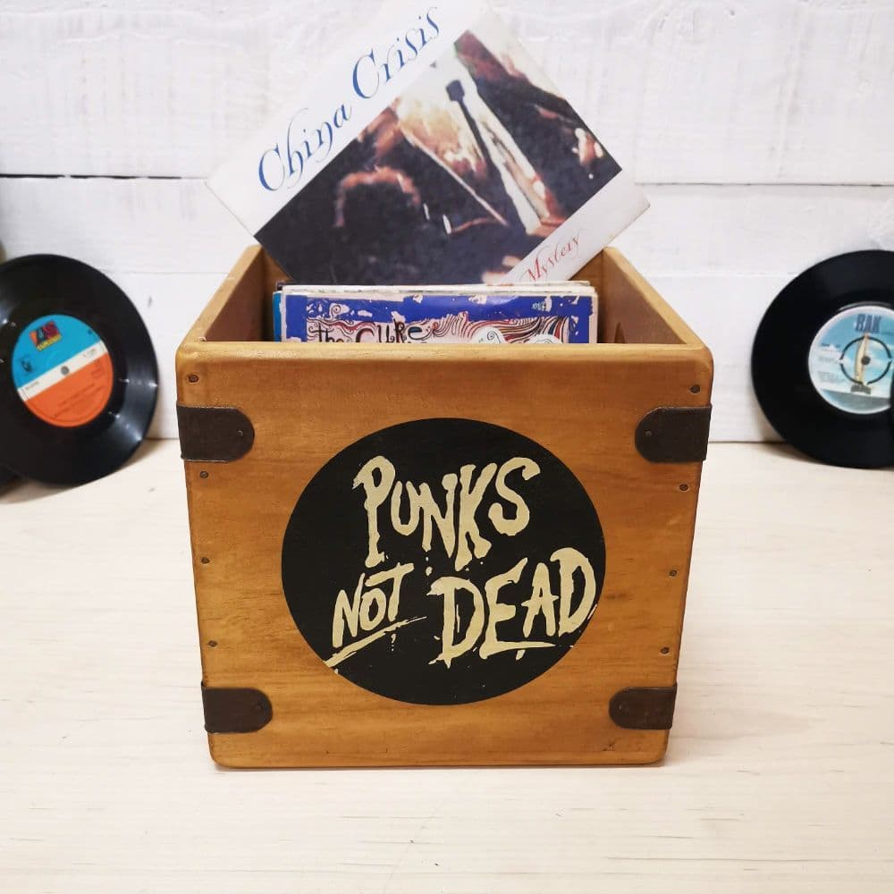 Punks Not Dead 7" Record Box Vintage Vinyl Crate