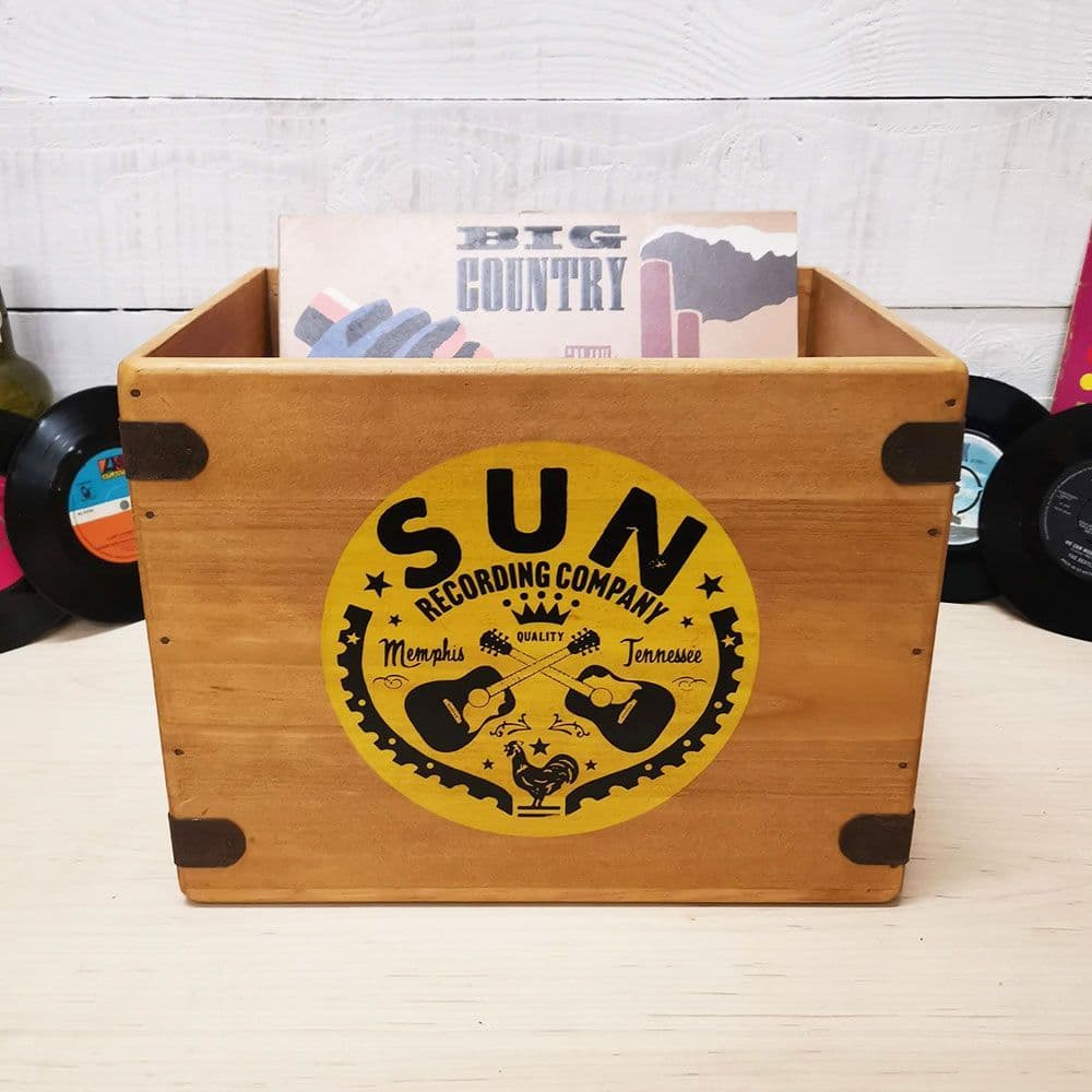 Sun LP Record Box Vinyl Album Storage Crates