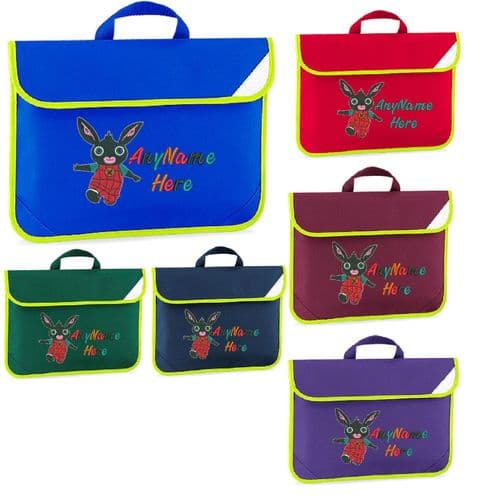 Bing Bunny design Book bag - available in choice of 5 colours. Personalised.