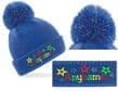 BRIGHT STAR DESIGN KIDS BOBBLE HAT with light reflective Bobble - PERSONALISED WITH ANY NAME