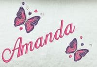 Butterfly & hearts design White Towel sets or available individually Embroidered & Personalised