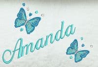 Butterfly & hearts design White Towel sets or available individually Embroidered & Personalised